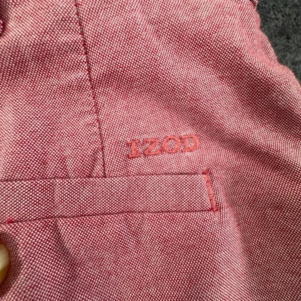 IZOD Saltwater Mens 32 Salmon Pink Oxford Cotton Flat Front Chino Shorts 10